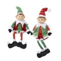 Kurt Adler 18-Inch Stuffed Sitting Elf Ornament, Set of  2