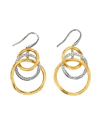 Diamond and 18K yellow gold circular link drop earrings from Marco Bicego's Jaipur collection.