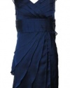 Adrianna Papell Women's Tiered Ruffle V-Neck Dress (8P, Navy)