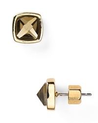 Olive-colored stones are done in gold-plated stud earrings. This pair from MARC BY MARC JACOBS is definitely for the girl who craves simple sparkle for an already embellished look.