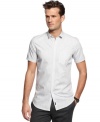 A simple staple gets a modern upgrade with this small collared short-sleeved shirt from Calvin Klein. (Clearance)