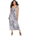 This season is all about standout prints, so snag Elementz' sleeveless plus size maxi dress!