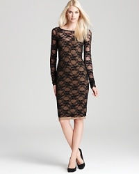 Long sleeves and lace make a dynamic pairing on this Bailey 44 dress, detailed with an exposed back zip for added edge.