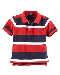 Wide stripes and Ralph Lauren's signature pony lend a hint of sporty edge to a classic cotton polo.