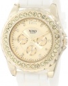 XOXO Women's XO8046 Rhinestone Accent White Silicone Strap Watch