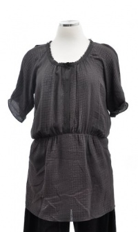 Rebecca Taylor Grey Silk Later Gator 2 Pocket Tunic Dress 12