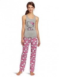 Hello Kitty Juniors Grey Stripe Pajama Set