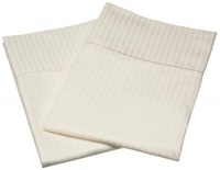 Renaissance Collection 600 Thread-Count Woven Stripe Cotton Standard Pillow Case Set, Ivory