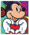 Must love Mickey. Embrace the magical world of Disney with Guido Mena's bold, graphical rendition of Mickey Mouse. Vivid stripes, swirls and hearts pop in a fine giclee print.