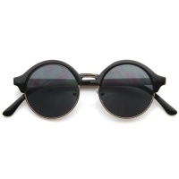 Vintage Inspired Classic Half Frame Semi-Rimless Round Circle Sunglasses