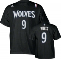 Ricky Rubio adidas Black Name and Number Minnesota Timberwolves T-Shirt