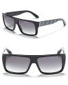 MARC BY MARC JACOBS uses side stripes and smokey lenses to lend a contemporary spin to retro wayfarers.