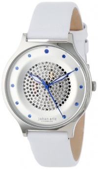 Johan Eric Women's JE1600-04-001 Orstead Round Stainless Steel Silver Sunray Dial Swarovski Crystal Watch