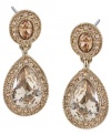 Double up on the drama. Carolee's pretty teardrop earrings features round, oval, and pear-cut pave glass accents set in 12k gold tone mixed metal. Approximate drop: 1-1/2 inches.