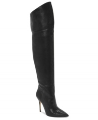 Look closely. The best part of Truth or Dare by Madonna's Gia over-the-knee boots is the snake embossed leather that subtly adds texture to this incredibly sexy style.