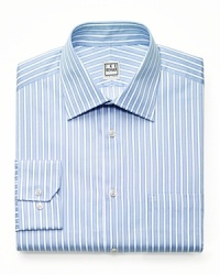 The welcome feeling of a new crisp cotton dress shirt against the skin truly makes a difference to your day, especially when it's a top-notch design from Ike Behar, featuring a simple stripe pattern for classic appeal.