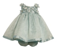 Bonnie Baby-girls Infant Embroidered Dress with Novelty Bodice, Sage, 12 Months