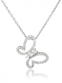 Sterling Silver Diamond Butterfly Pendant Necklace (1/4 cttw, I-J Color, I2-I3 Clarity), 18