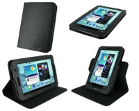 rooCASE Dual-View Multi Angle (Black) 100% Genuine Leather Folio Case Cover for Samsung GALAXY Tab 7.0 PLUS Tablet / Samsung GALAXY Tab 2 7.0 / Samsung Galaxy Tab 2 7-Inch Student Edition