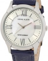 Anne Klein Women's 10/9925MPNV Leather Silver-Tone Navy Blue Patent Leather Strap Watch