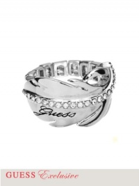 GUESS Silver-Tone Feather Ring, SILVER