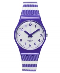 Leave a trail of admirers with this Purple Tracks watch from Swatch.