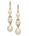 A stylish triple play, by Charter Club. These drop earrings flaunt a triple drop silhouette with acrylic pearls and gold tone spacers embellished with glass accents. Crafted in gold tone mixed metal. Approximate drop: 2-1/3 inches.