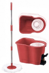 MopAway Dry/Wet Microfiber Super Absorbent Floor Mop with Bucket, Burgundy