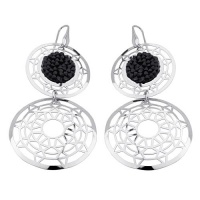 .925 Sterling Silver Rhodium Coated Kaleidoscope Hanging Jewel Encrusted Earrings with Fishhook