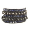 Chan Luu Sodalite Mix Knotted Wrap Bracelet on Natural Grey Leather