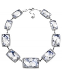 Defining elegance, Swarovski's Nirvana collar necklace is an enchanting accessory. Crafted from rhodium-plated mixed metal, bezel-set crystal diamond touch light adds a tranquil touch. Approximate length: 15 inches. Approximate drop: 1 inch.