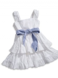 GUESS Kids Girls Baby Eyelet Iconic Dress (12 - 24m), WHITE (18M)