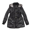 Rothschild Girls Leopard Lined Hooded Fashion Jacket - Black (Small)