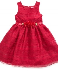 Fancy her up for any special occasion with this lovely lace-overlay dress from Sweet Heart Rose.