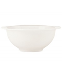 Lenox combines the versatility of whiteware with unique baroque shaping in the Regency Silhouette fruit bowl, featuring glossy white porcelain for every day, any occasion.