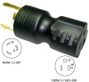 Conntek Locking Adapter with 20 Amp 125 Volt Male L5-20P Plug To 15/20 Amp Straight Blade Female Connector