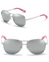 Ralph by Ralph Lauren's aviator sunglasses with a pop of color at temples for a modern style.