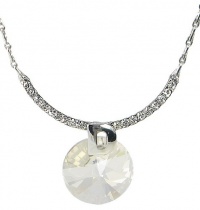 Sparkling Crescent Swarovski Elements Crystal Necklace (Clear) W. 18k White Gold Plated Chain