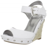 Guess Women's Tabari Wedge Sandal,White Leather,6 M US