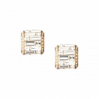 Carolee Golden Dreams Deco Crystal Baguette Button Clip on Earrings