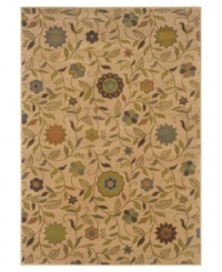 A tranquil motif abundant with meandering vines and delicate blossoms imparts a stylish, serene sensibility. Woven from super soft polypropylene for superior stain resistance and durability, this magnificent area rug from Sphinx will maintain its lush texture and subtle coloration for years to come. (Clearance)