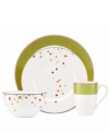 Have more fun at the table with the playful patterns and sublime durability of Market Street Green dinnerware by kate spade new york. Bands of green with spots of color create a chic party scene for everyday dining.