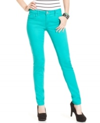 A super-bright colored wash makes these skinnies from Celebrity Pink Jeans totally trend-hot.