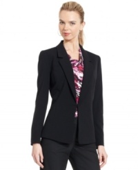 Sleek is the name of the game: Tahari by ASL's blazer features a pocketless design and a hook-and-eye front closure for a seamless, streamlined look.