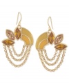 Be dazzling and different. Carolee's drop earrings are crafted from gold-tone mixed metal with chains and colorful glass stones adding a whimsical aesthetic with a bit of an edge. Approximate drop: 1 inch.