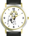 The Lamb with Halo Christian Theme - WATCHBUDDY® DELUXE TWO-TONE THEME WATCH - Arabic Numbers - Black Leather Strap-Children's Size-Small ( Boy's Size & Girl's Size )