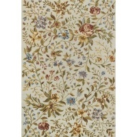 Couristan 0231/0031 EDEN Spring Blooms 72-Inch by 108-Inch Wool Area Rug, Ivory/Azure