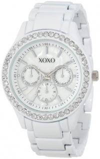 XOXO Women's XO5411  White Enamel Bracelet With Rhinestones Accent Watch