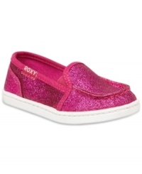 Make her sweet style shine when she's wearing these glitter flats from Roxy.