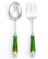 Handcrafted in stainless steel with vibrant green handles, these servers from the Simply Designz serveware collection scoop and plate every part of the meal with stylish perfection.